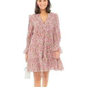 POMANDER PLACE Ditsy Floral Long Sleeve V Neck Babydoll KENZO Dress (D11)